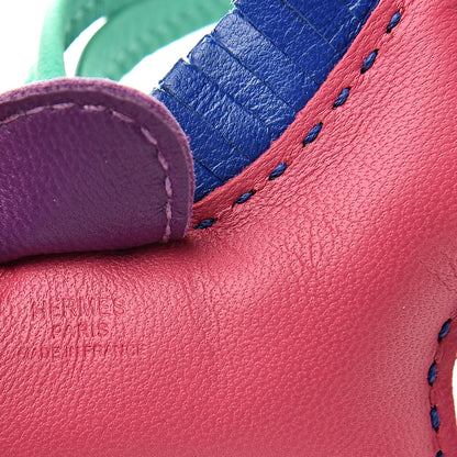 Hermes Milo Lambskin Grigri Rodeo Horse Bag Charm PM Rose Shocking Bleu Azteque Bleu Electrique Menthe Soufre Violet 3 of 4