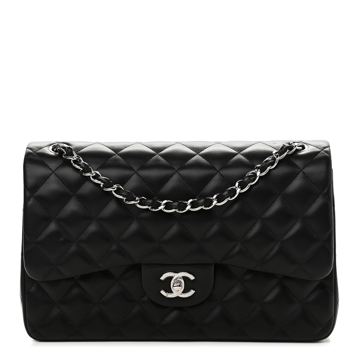 Chanel Lambskin Quilted Jumbo Double Flap Black 1 of 9