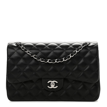 Chanel Lambskin Quilted Jumbo Double Flap Black 1 of 9