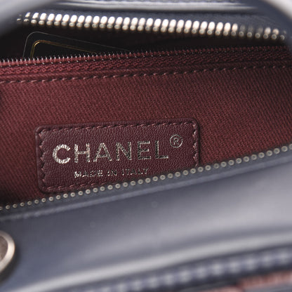 Chanel Calfskin Woven Bowling Bag Navy Blue 7 of 11