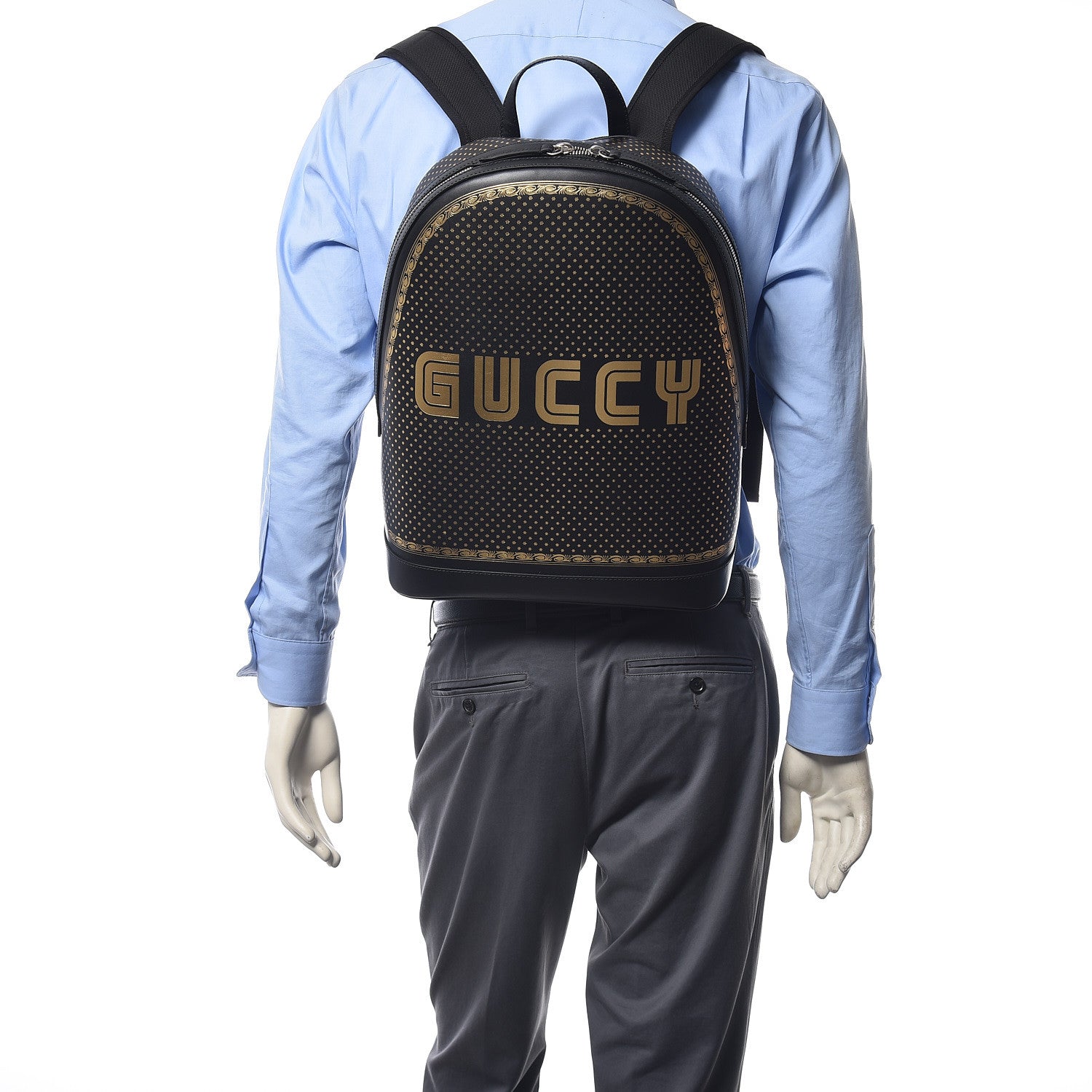 Gucci X SEGA Calfskin GUCCY Stars Dome Backpack Black Gold 2 of 10