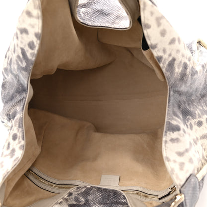 Gucci Calfskin Animalier Karung Printed Large Soft Stirrup Shoulder Bag Gray 5 of 10
