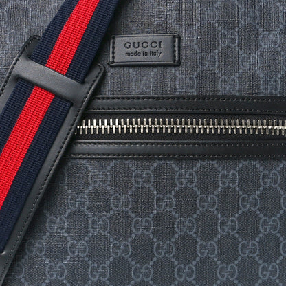 Gucci GG Supreme Monogram Appia Calfskin Web Flat Messenger Bag Black Grey 9 of 12