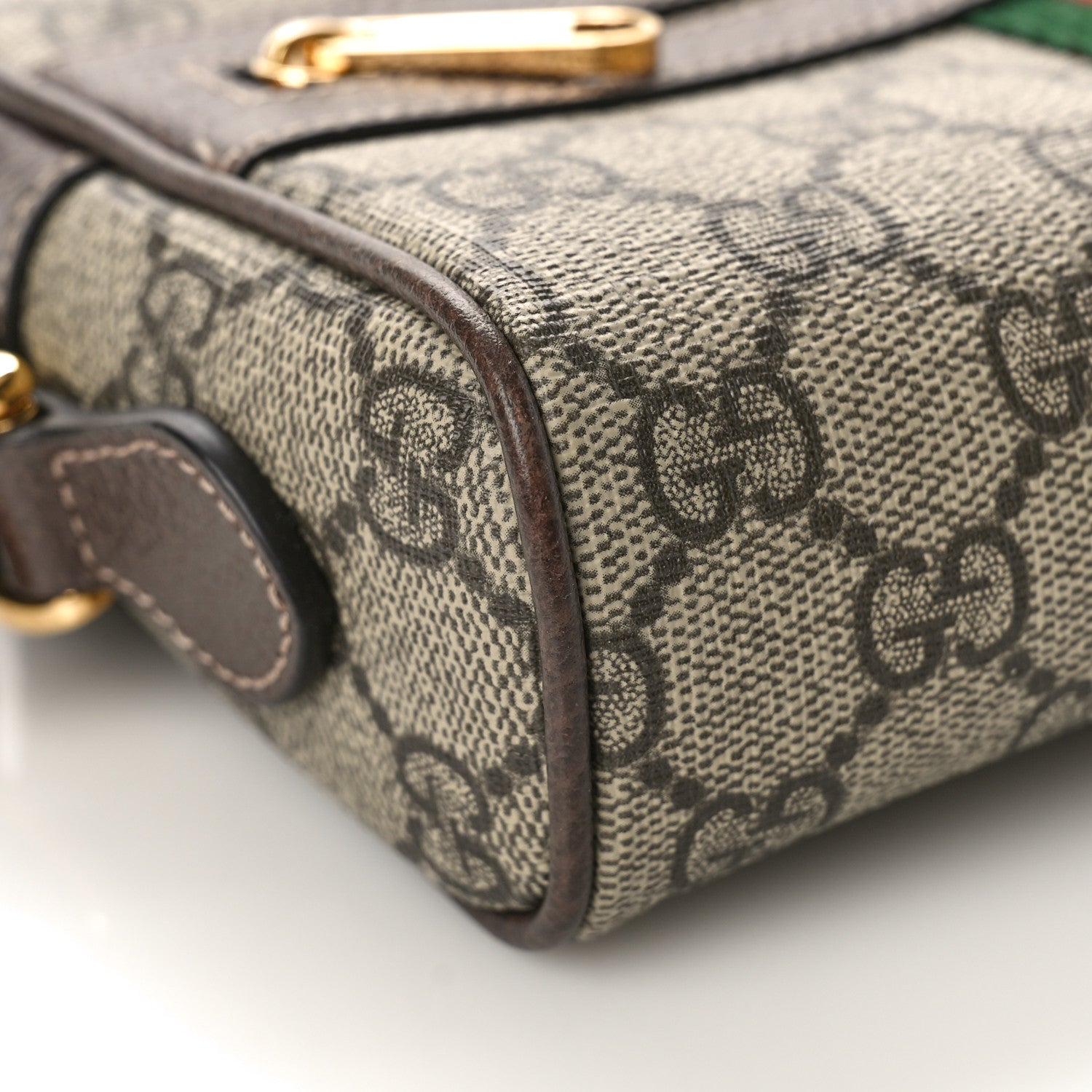 Gucci GG Supreme Monogram Web Mini Ophidia Shoulder Bag Brown 8 of 10