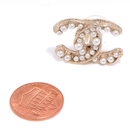 Chanel Pearl CC Clip On Earrings Gold 2 of 5
