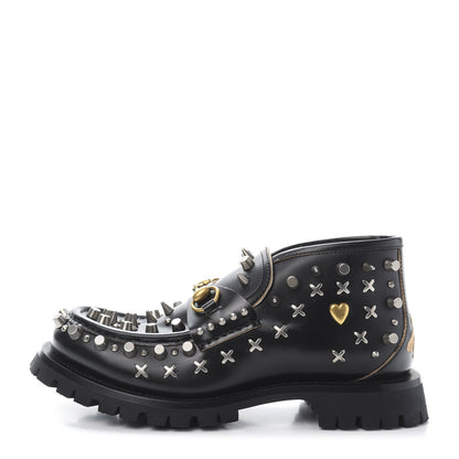 Gucci Cordovan Lux Studded Mens Harald Horsebit Ankle Boots 6 Black 1 of 9
