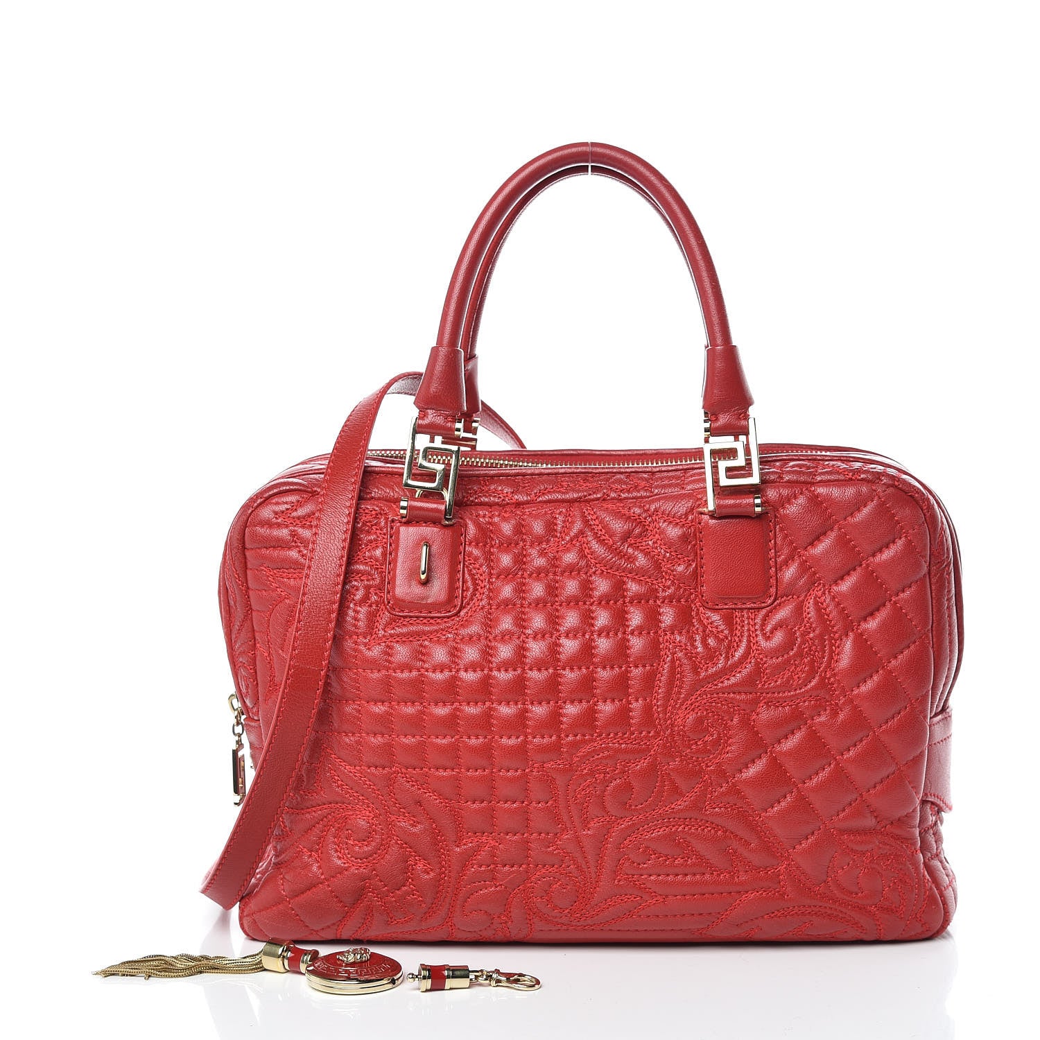 Versace Barocco Quilted Nappa Vanitas Demetra Bag Red 4 of 28