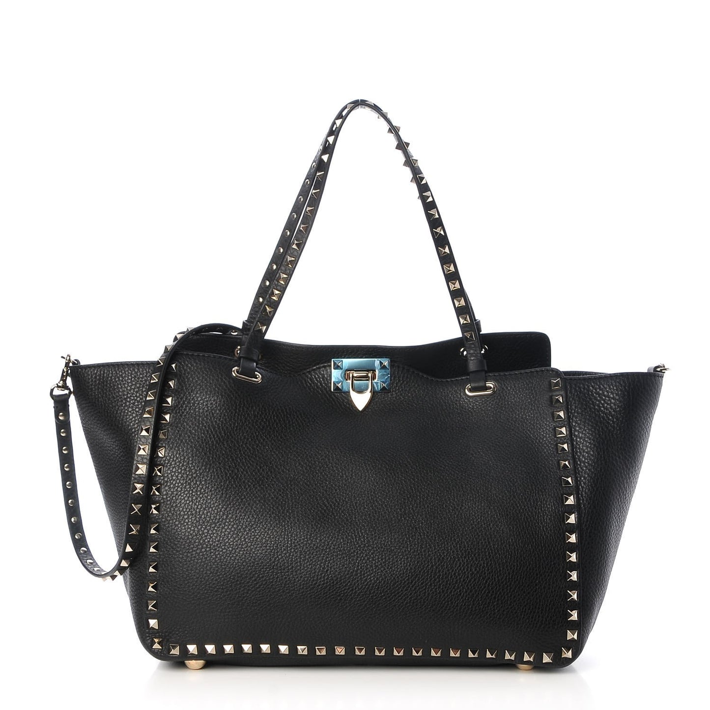 Alce Printed Calfskin Medium Rockstud Tote Black