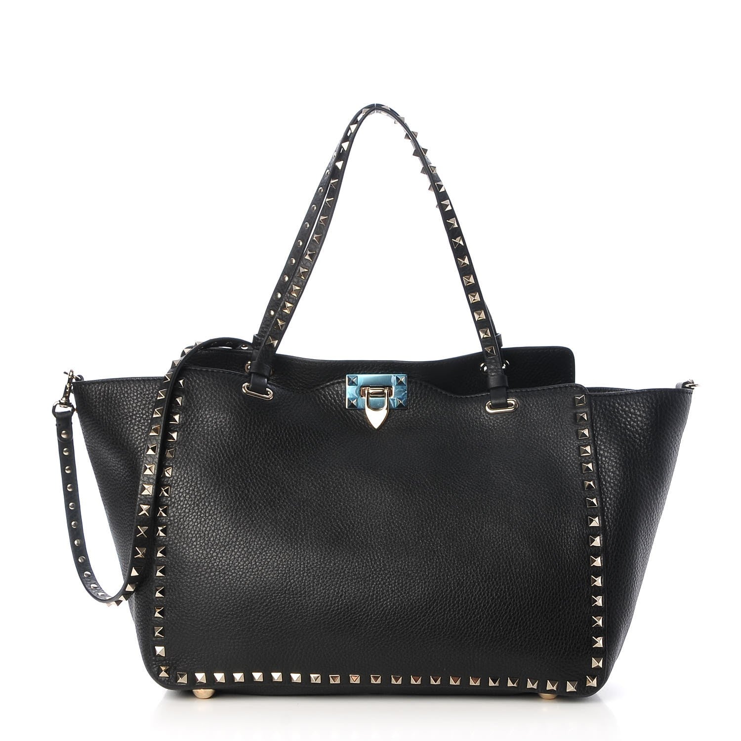 Valentino Garavani Alce Printed Calfskin Medium Rockstud Tote Black 1 of 8