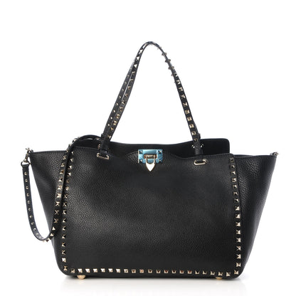 Valentino Garavani Alce Printed Calfskin Medium Rockstud Tote Black 1 of 8
