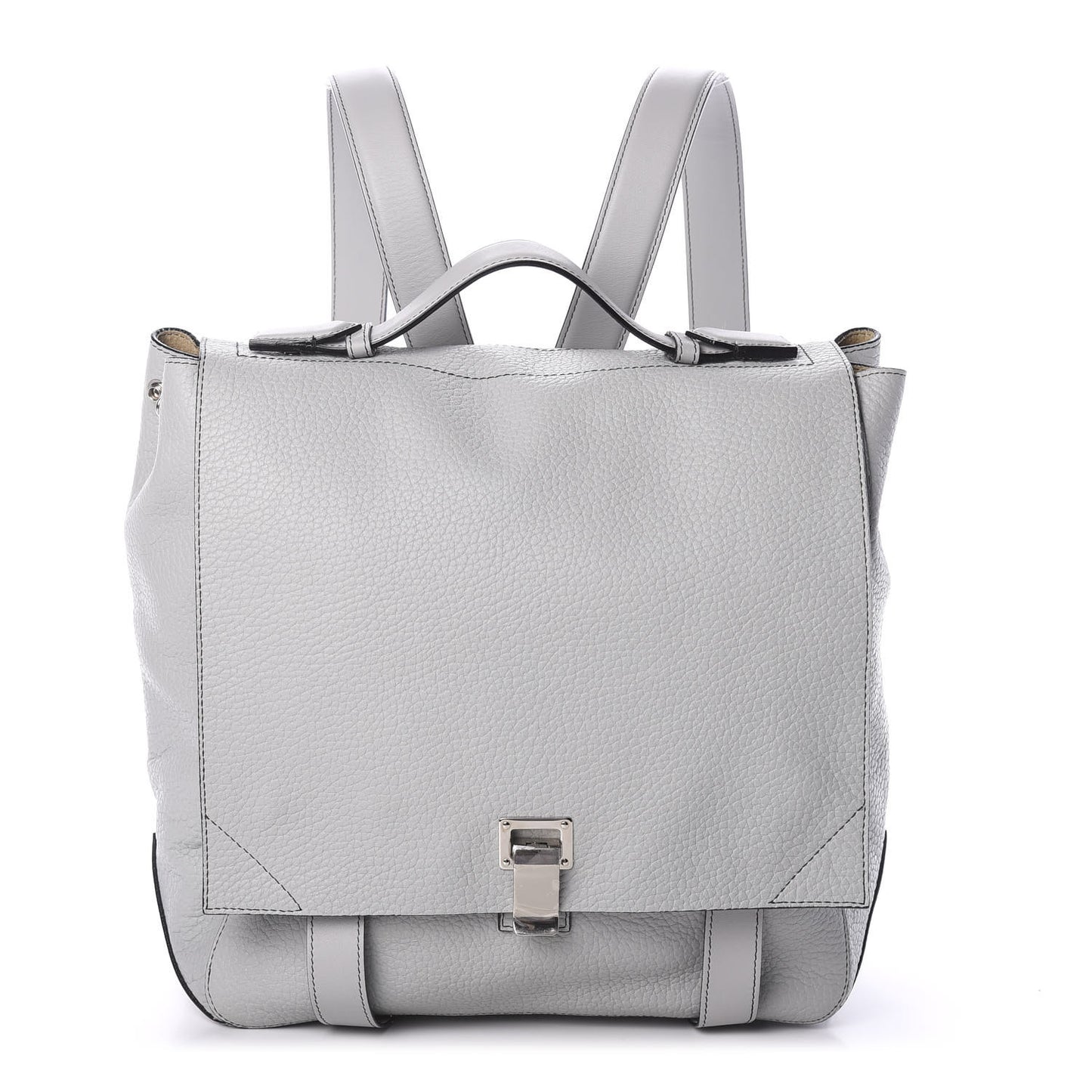Pebbled Calfskin Small PS Courier Backpack Heather Grey