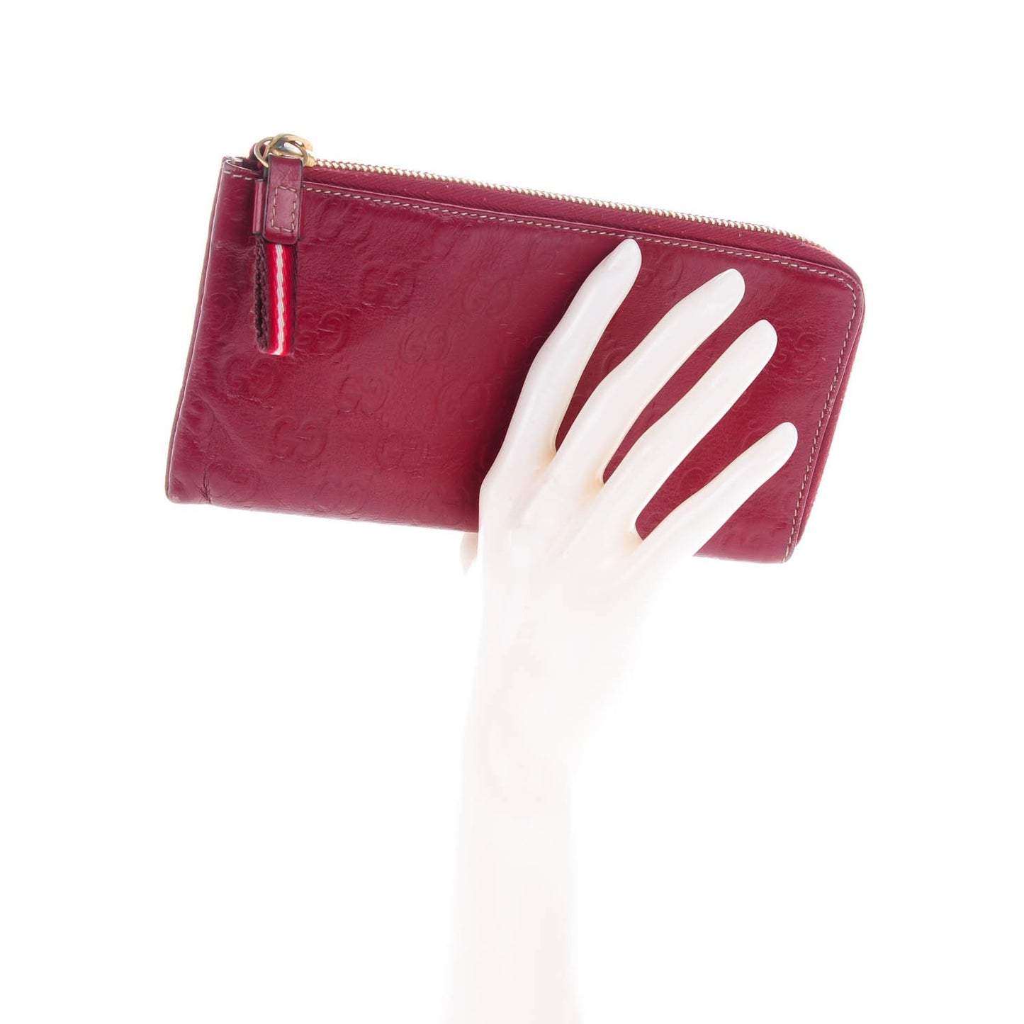 Guccissima Web Zip Around Wallet Red
