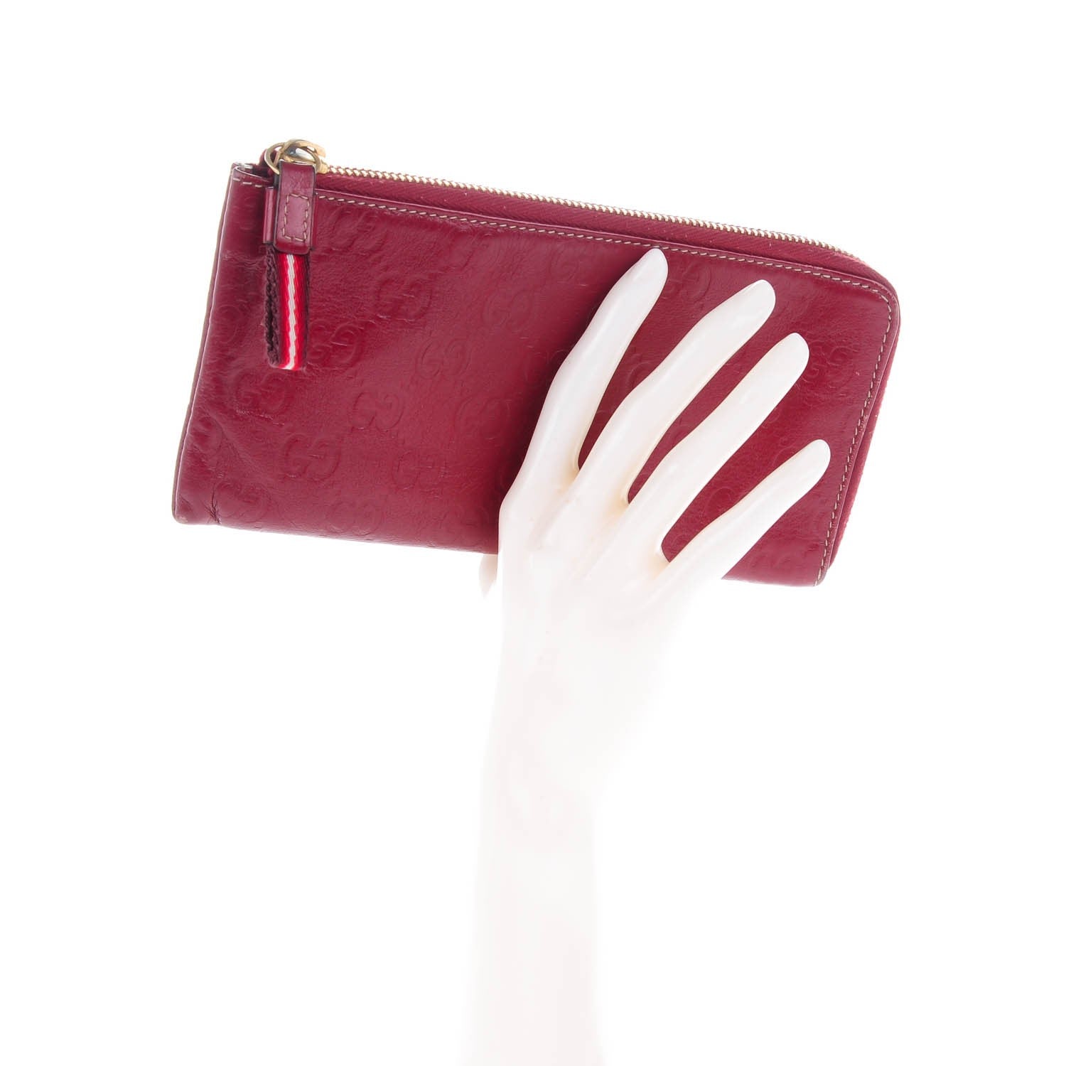 Gucci Guccissima Web Zip Around Wallet Red 2 of 8
