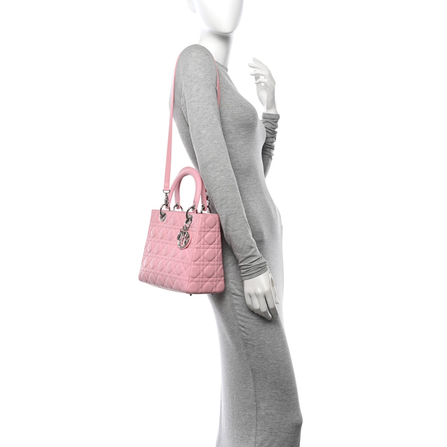 Lambskin Cannage Medium Lady Dior Light Pink