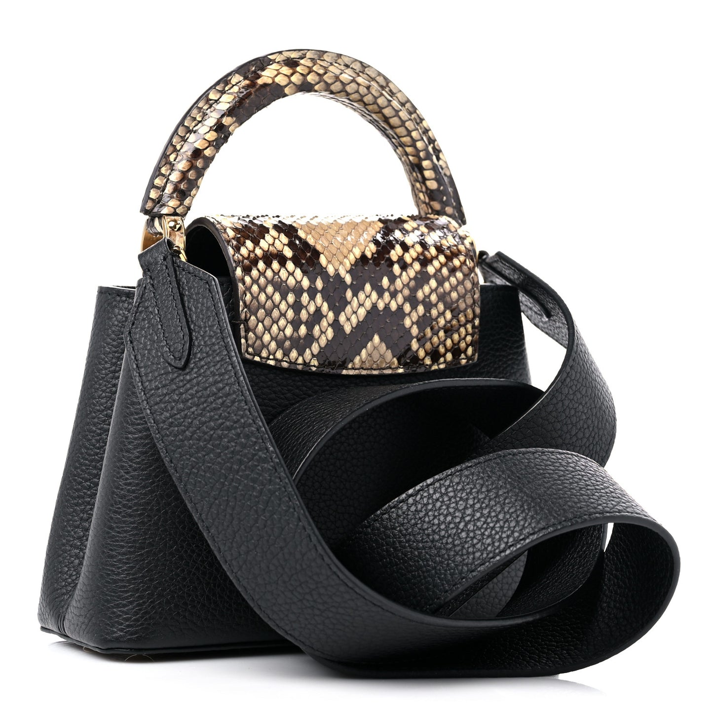 Taurillon Snakeskin Mini Capucines Black