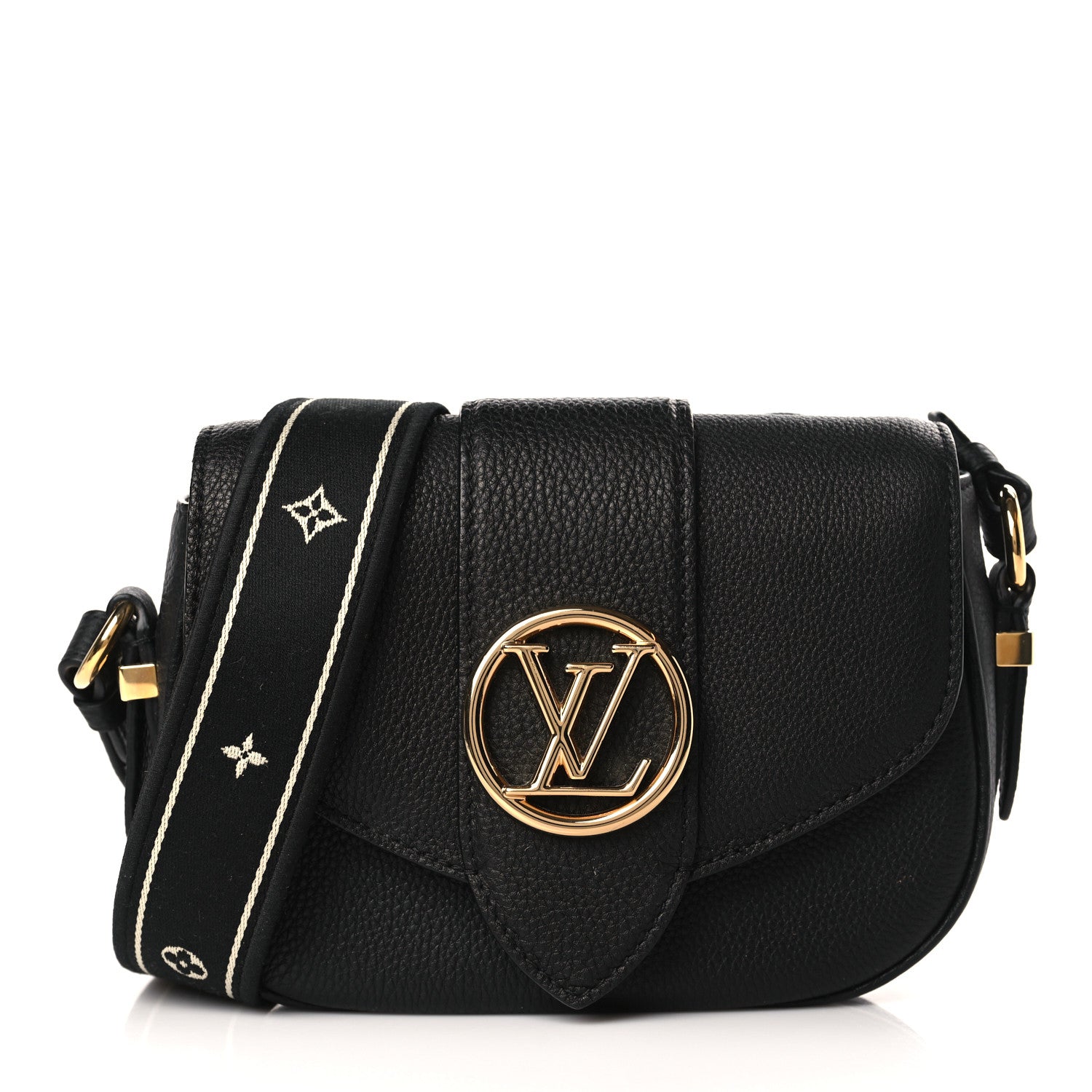 Louis Vuitton Grained Calfskin LV Pont 9 Soft PM Black 1 of 9
