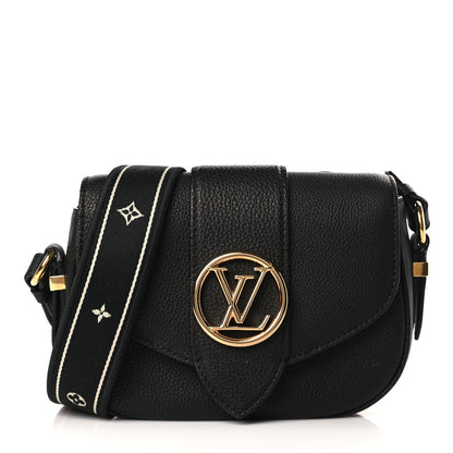 Louis Vuitton Grained Calfskin LV Pont 9 Soft PM Black 1 of 9