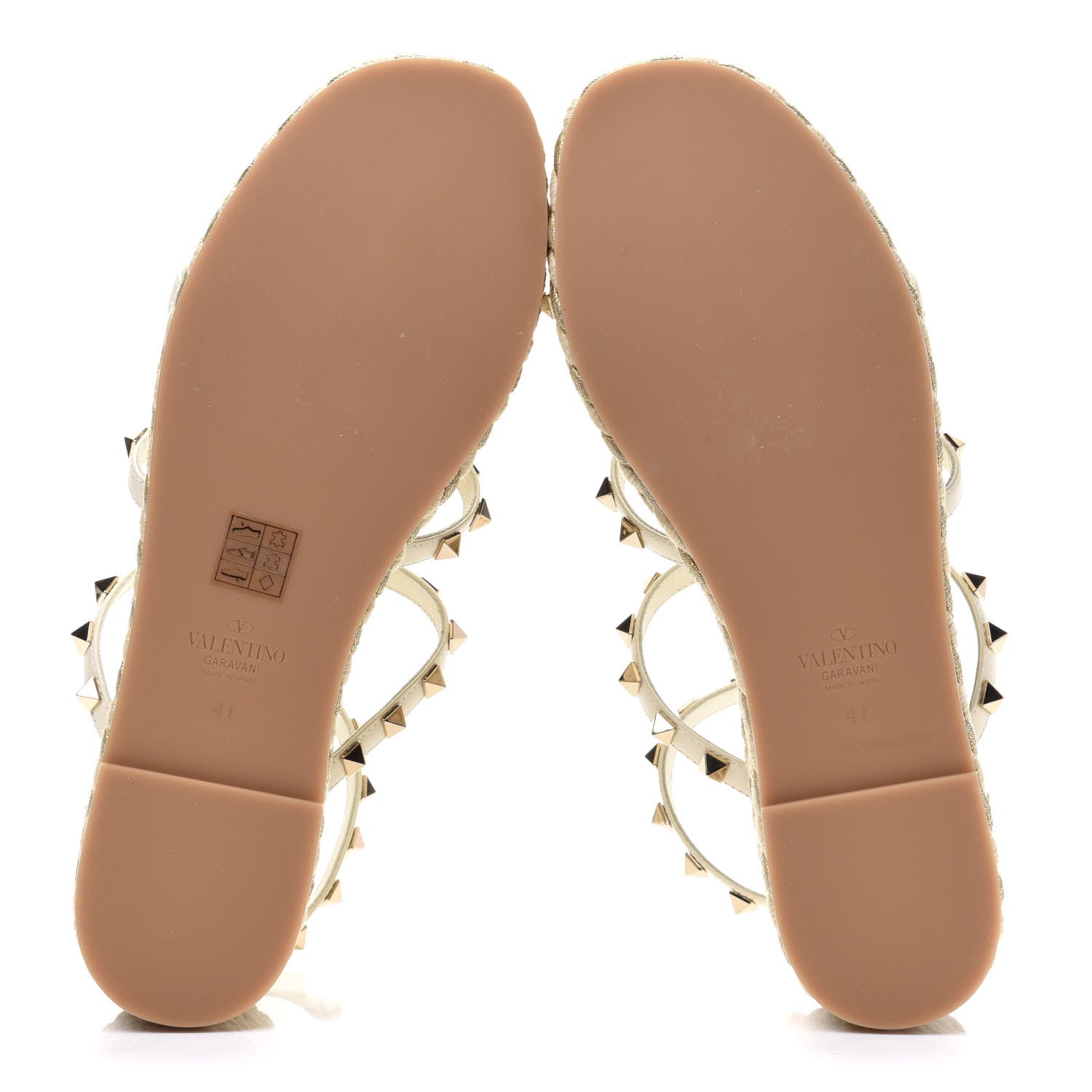 Valentino Garavani Calfskin Rockstud Ankle Strap Torchon Espadrille Caged 30/55mm Sandals 41 Light Ivory 5 of 9