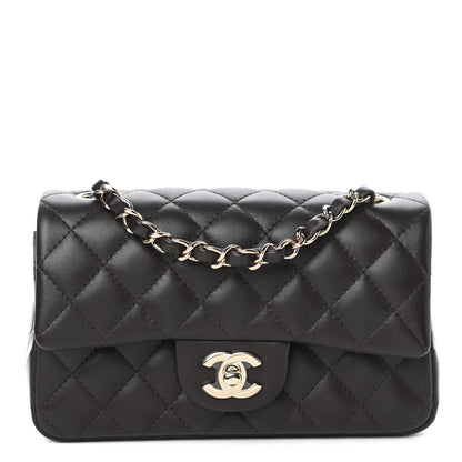 Chanel Lambskin Quilted Mini Rectangular Flap Dark Brown 1 of 11