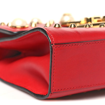 Gucci Calfskin Studded Small Padlock Shoulder Bag Hibiscus Red 9 of 10