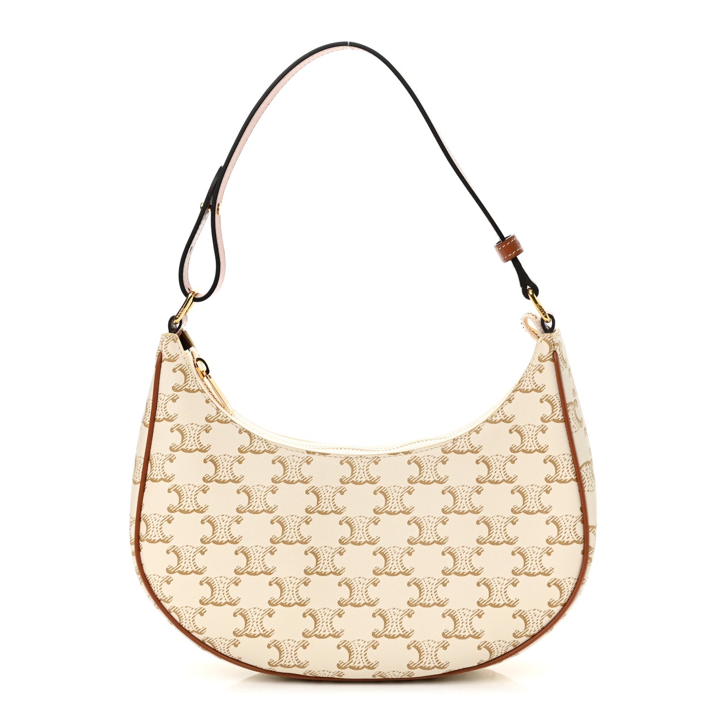 Canvas Calfskin Ava Triomphe Shoulder Bag White