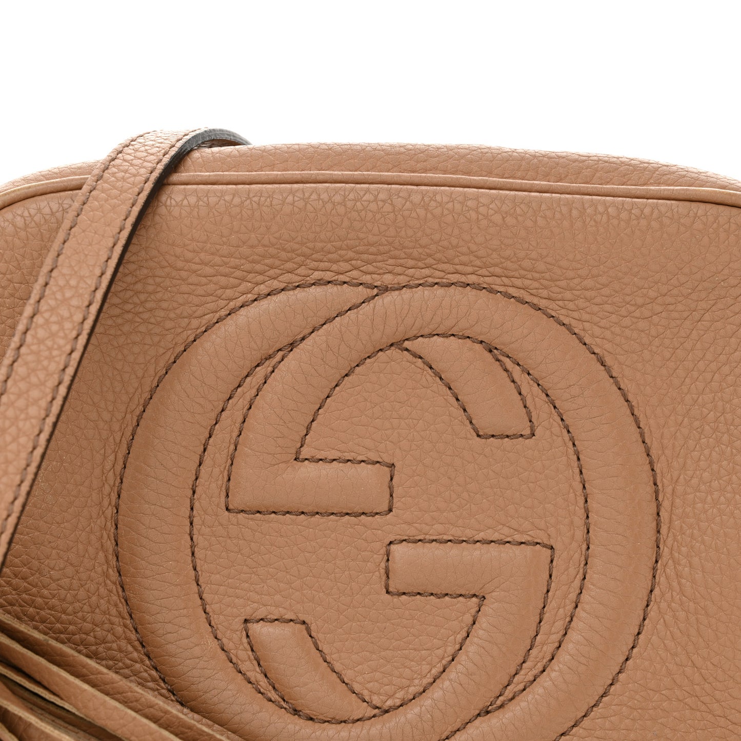 Pebbled Calfskin Small Soho Disco Bag Camelia