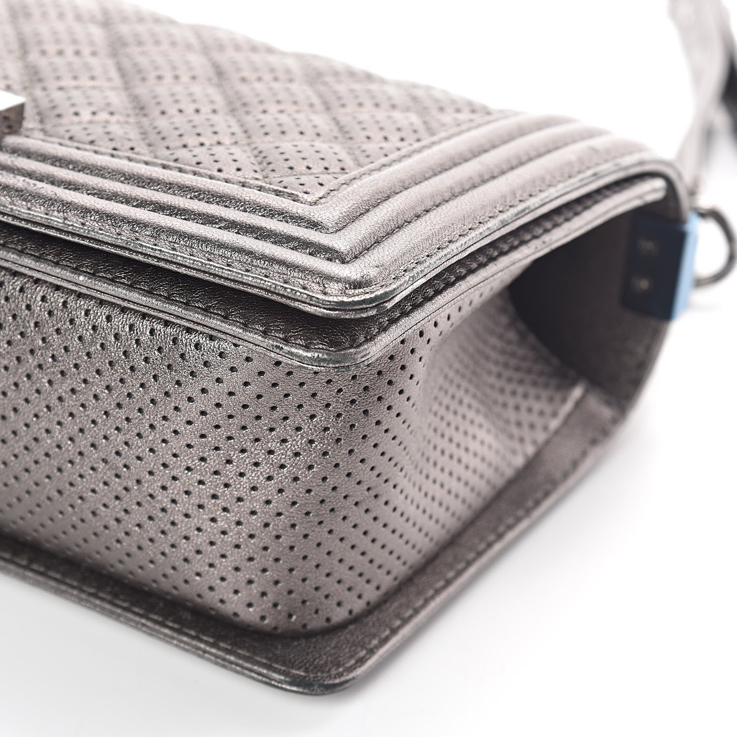 Chanel Metallic Lambskin Perforated Medium Boy Flap Dark Silver 10 of 12