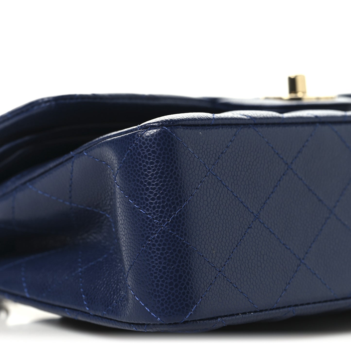 Caviar Quilted Small Double Flap Navy