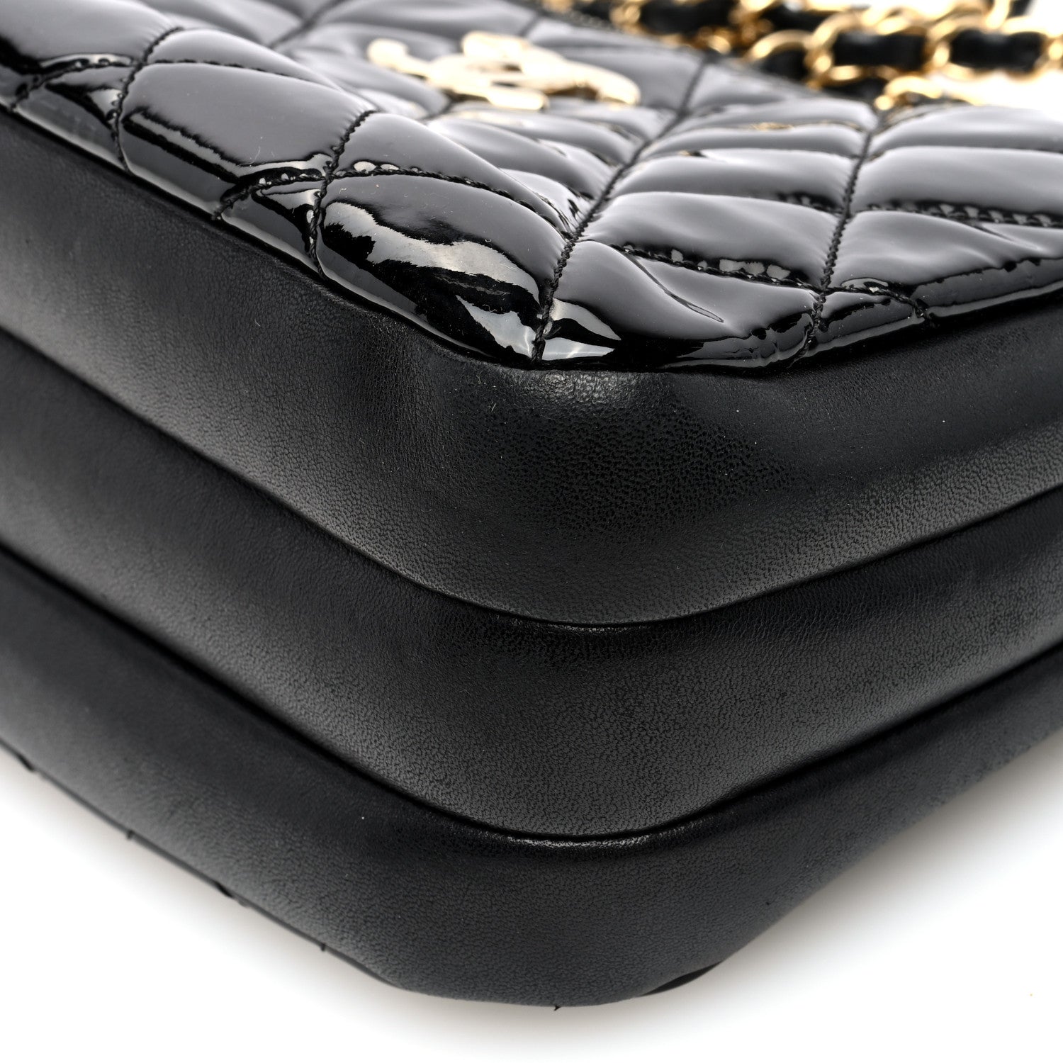 Chanel Patent Quilted Crown CC Double Zip Bag Black 12 of 12