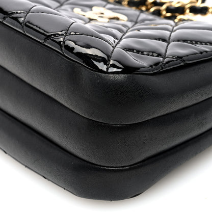 Chanel Patent Quilted Crown CC Double Zip Bag Black 12 of 12