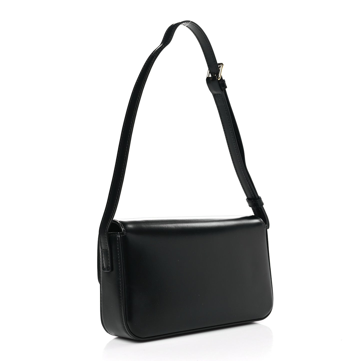 Shiny Calfskin Triomphe Shoulder Bag Black