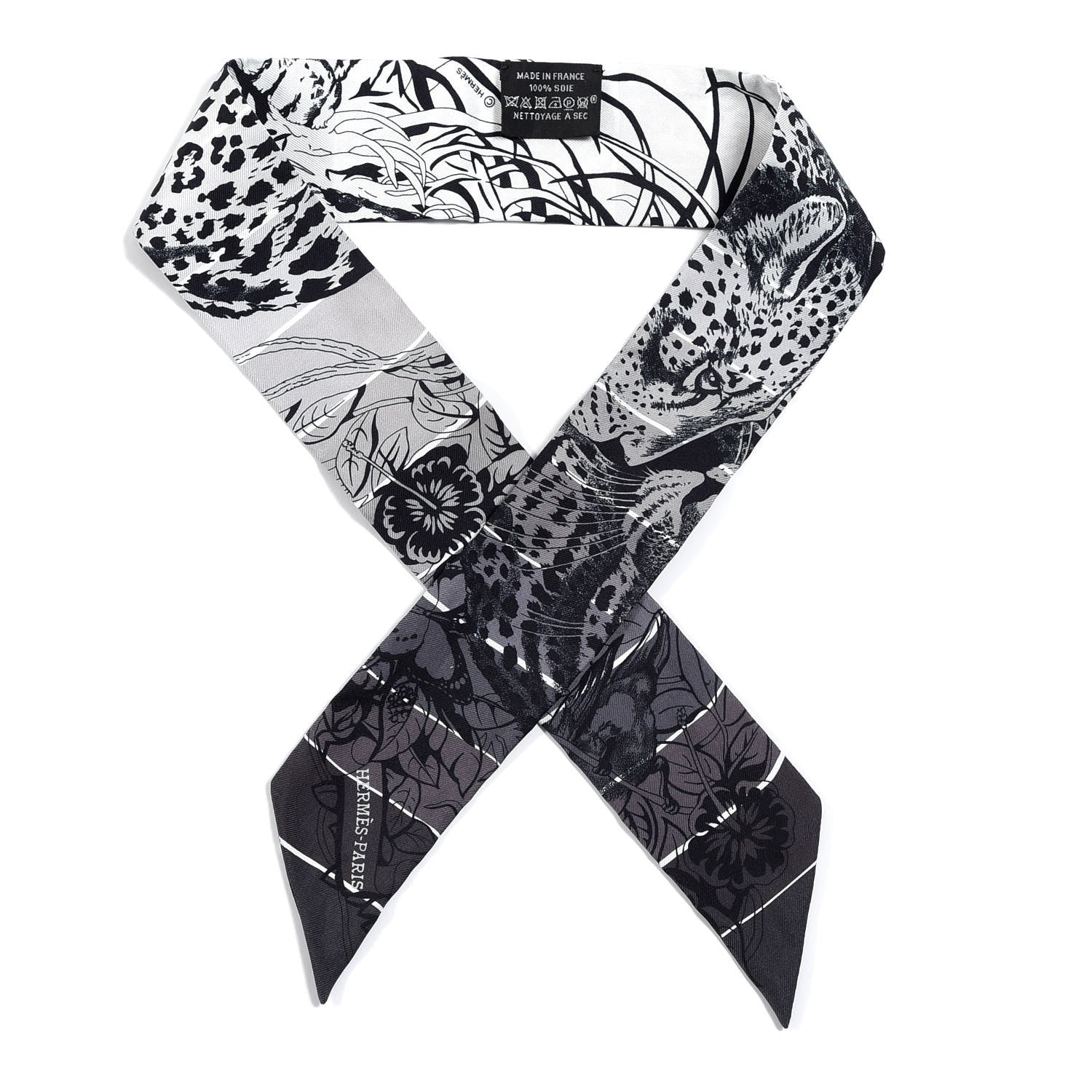 Hermes Silk Jungle Love Rainbow Twilly Gris Black White 1 of 4