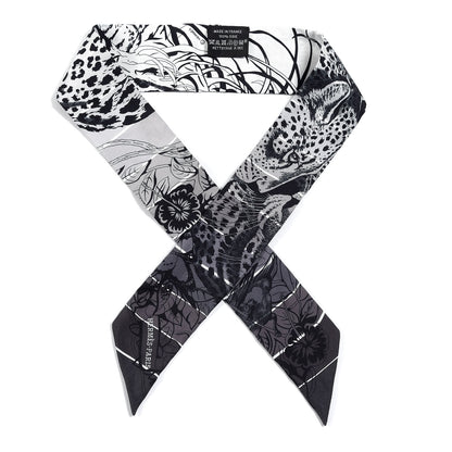 Hermes Silk Jungle Love Rainbow Twilly Gris Black White 1 of 4