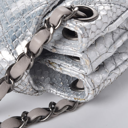 Chanel Metallic Python 3 Accordion Flap Silver 10 of 11