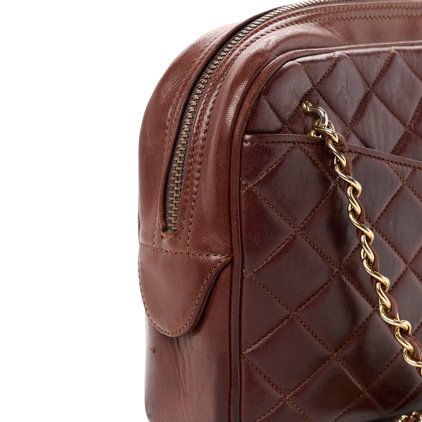 Lambskin Quilted Camera Case Burgundy