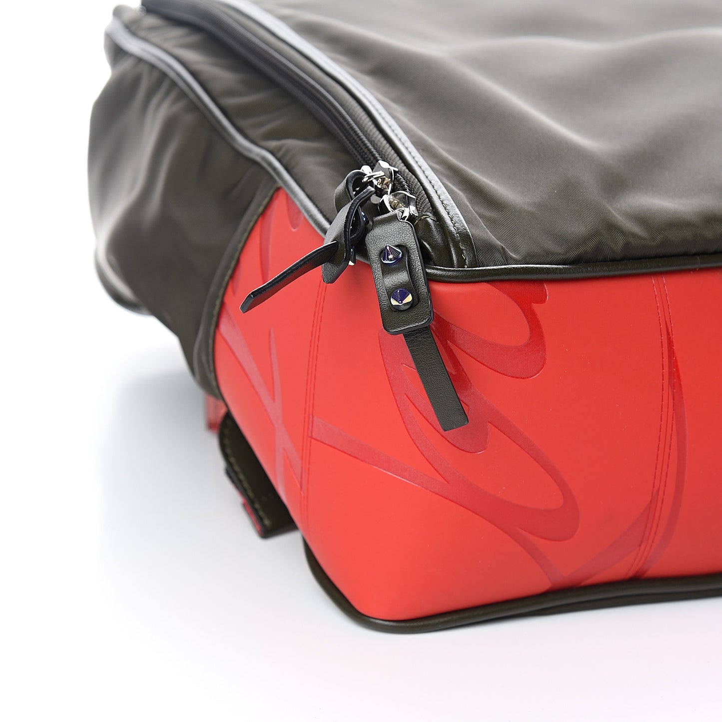 Nylon Calfskin Hop'n Zip Backpack Dark Green