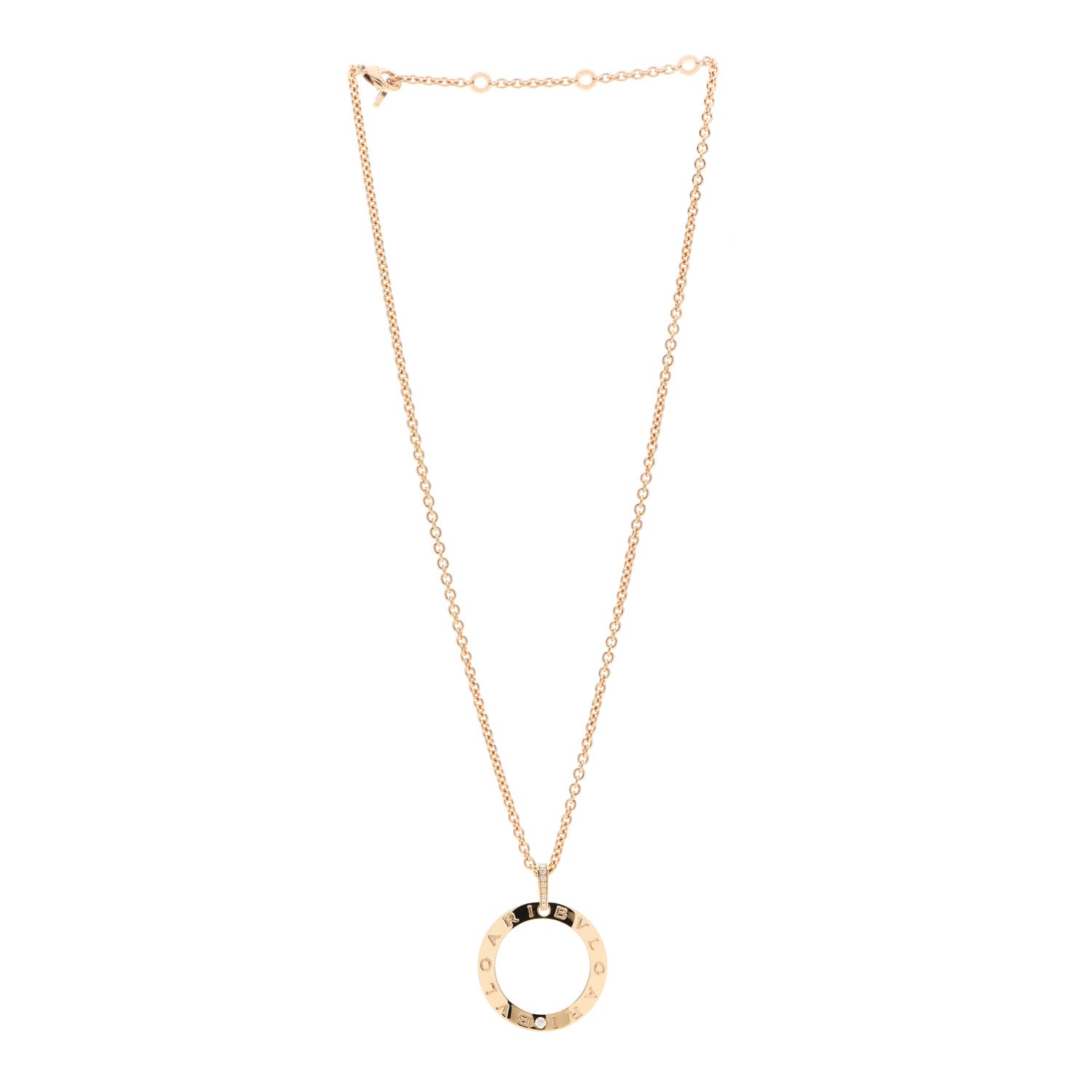 Bulgari 18K Yellow Gold Diamond BVLGARI BVLGARI Circle Pendant Necklace 3 of 6