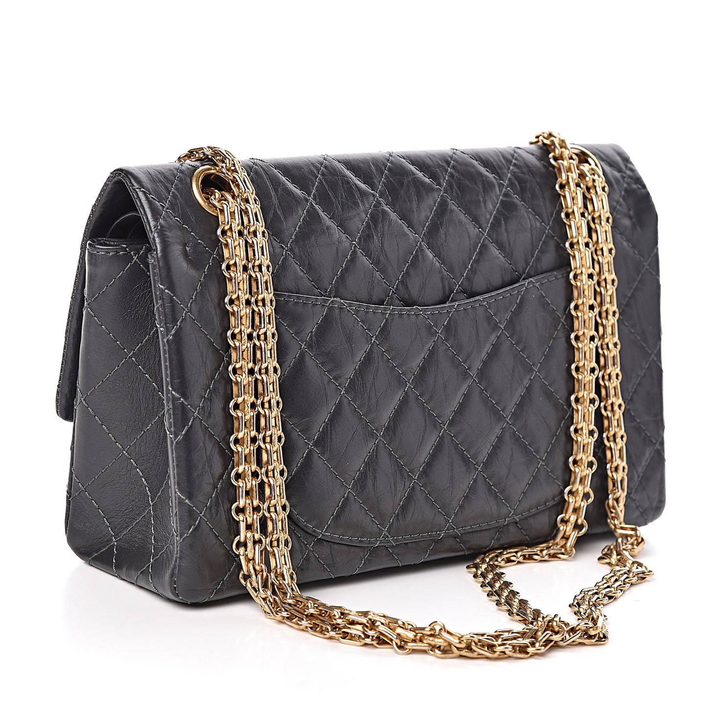 Aged Calfskin 2.55 Reissue 225 Flap Dark Grey