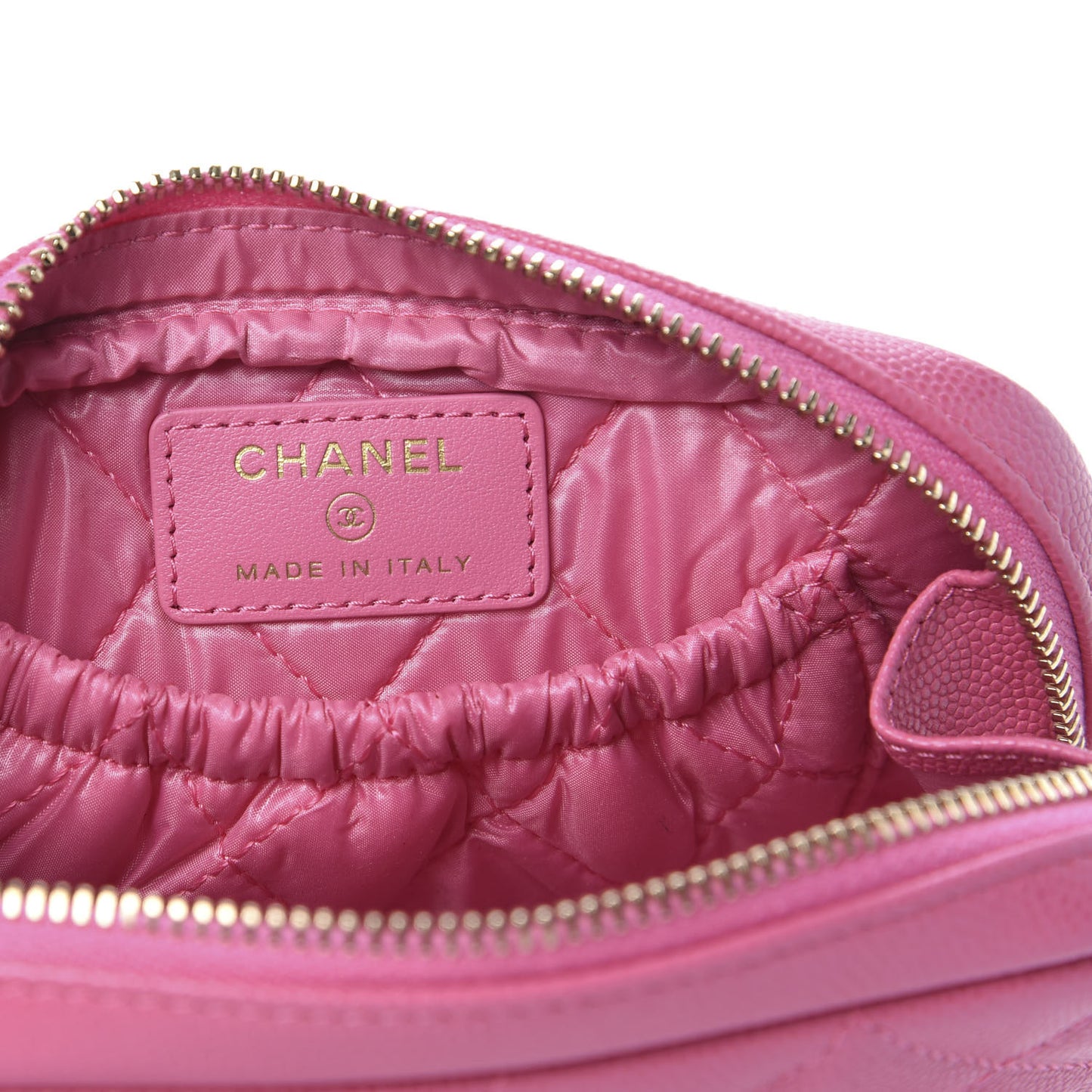 Caviar Quilted Small Curvy Pouch Cosmetic Case Pink