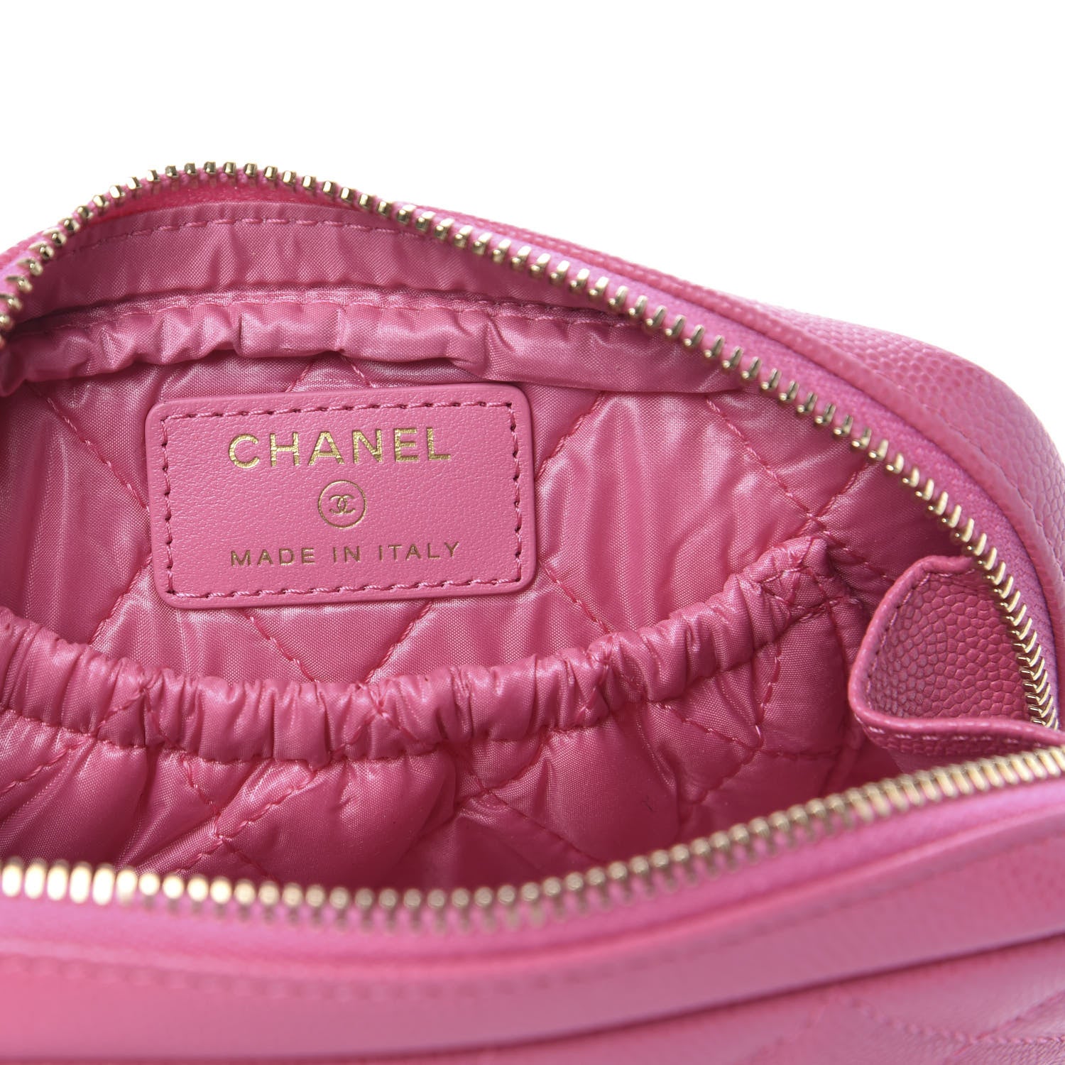 Chanel Caviar Quilted Small Curvy Pouch Cosmetic Case Pink 6 of 10