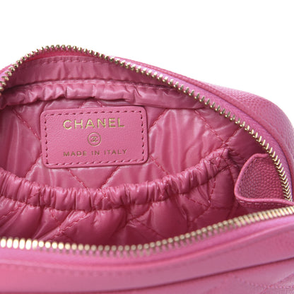 Chanel Caviar Quilted Small Curvy Pouch Cosmetic Case Pink 6 of 10