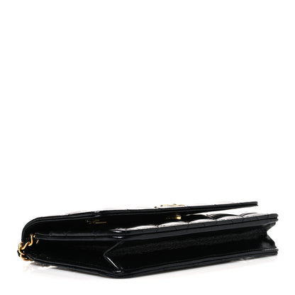 Chanel Shiny Lambskin Quilted CC Bow Wallet on Chain WOC Black 4 of 11