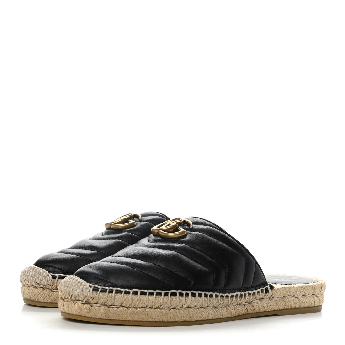 Nappa Matelasse GG Marmont Espadrille Slippers 38 Black