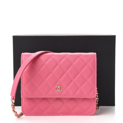 Chanel Caviar Quilted Square Wallet On Chain WOC Pink 11 of 12