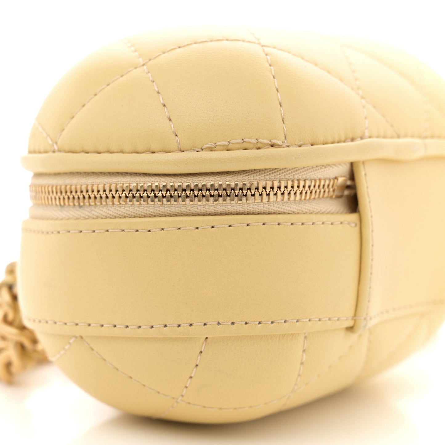 Lambskin Quilted CC Bubble Vanity Case With Chain Light Yellow
