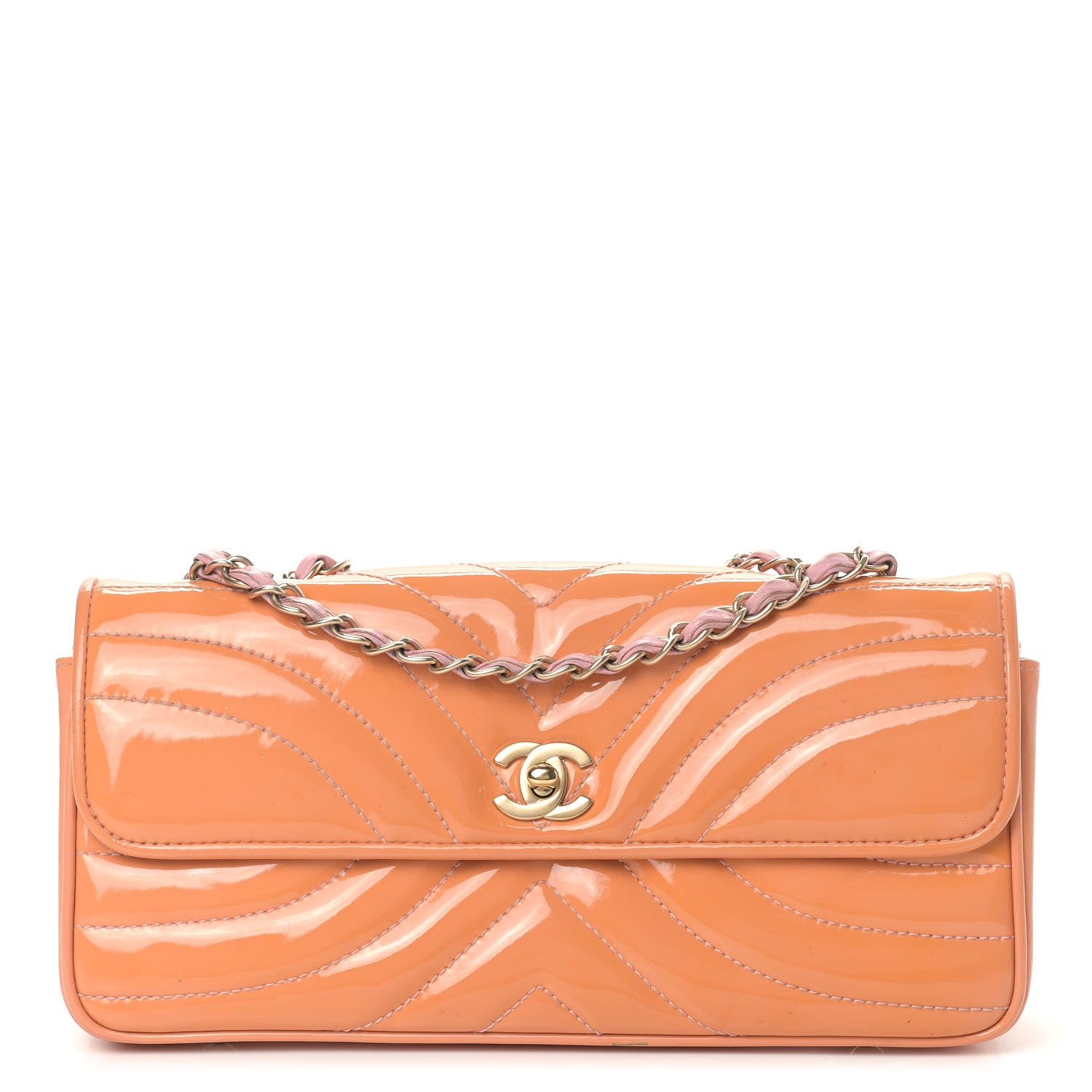 Chanel Patent Quilted East West Flap Rose 1 of 20