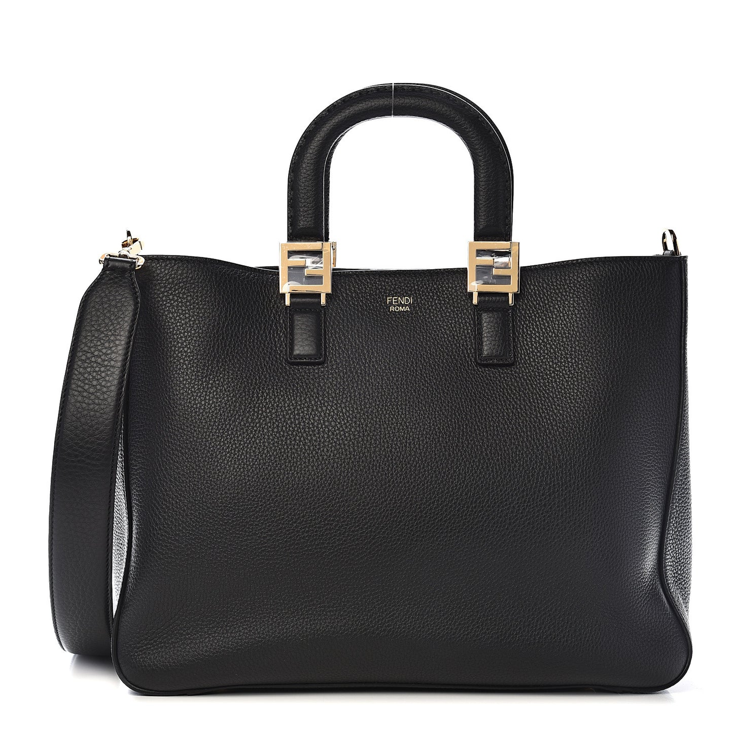 Cuoio Romano Selleria Medium FF Tote Black
