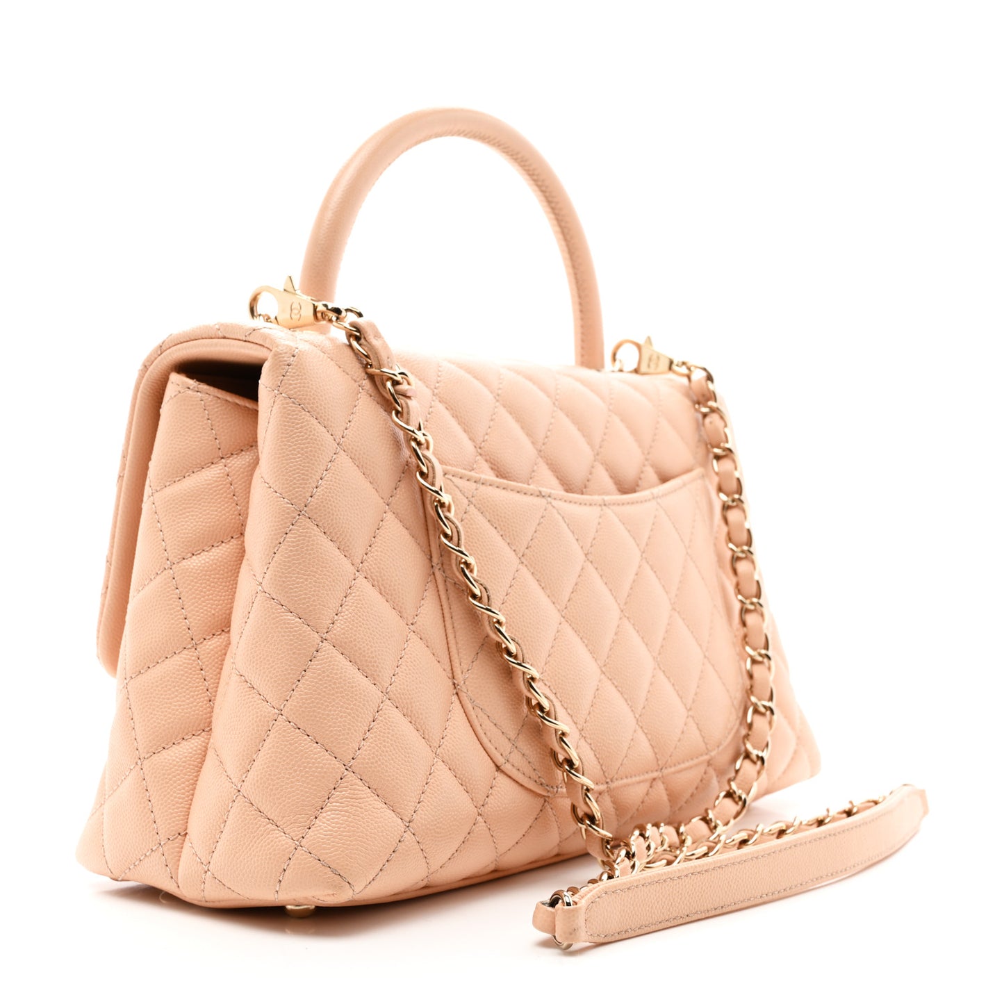Caviar Quilted Small Coco Handle Flap Rose Clair