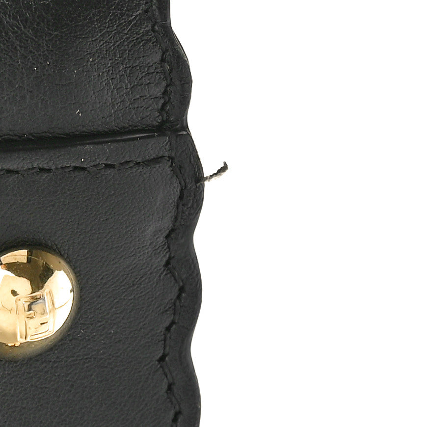 Fendi Vitello Seta Shiny Nappa Scalloped Studded Medium Peekaboo Iconic Satchel Black 11 of 14