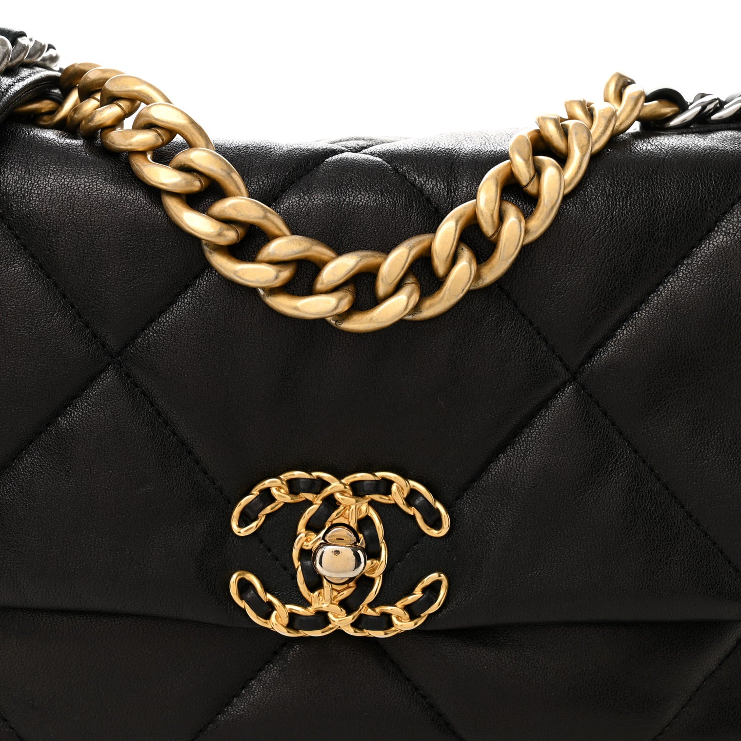 Lambskin Quilted Medium Chanel 19 Flap Black